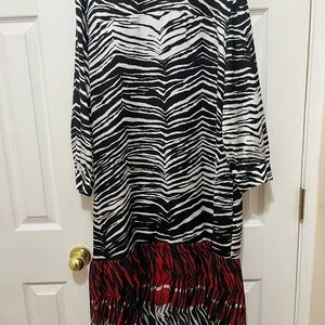 Zebra Print Dress with Red Accents
